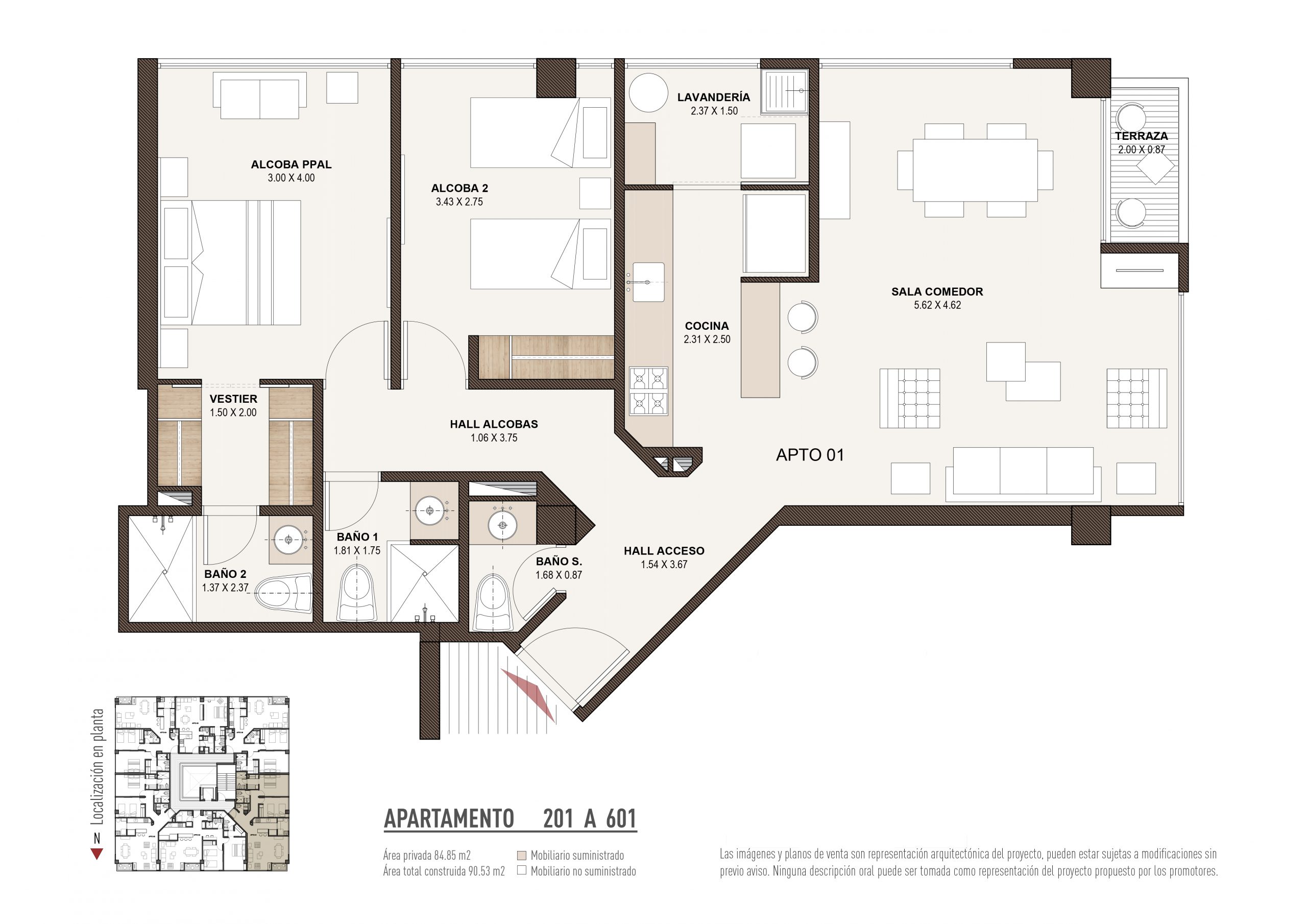 Plano de ventas para un proyecto de construcción que muestra la disposición y los detalles de las unidades disponibles. El plano incluye detalles como el tamaño de las unidades, la ubicación de las áreas comunes y los servicios disponibles en el edificio. El plano de ventas es una herramienta valiosa para ayudar a los compradores a visualizar su futura unidad y tomar decisiones informadas de compra.