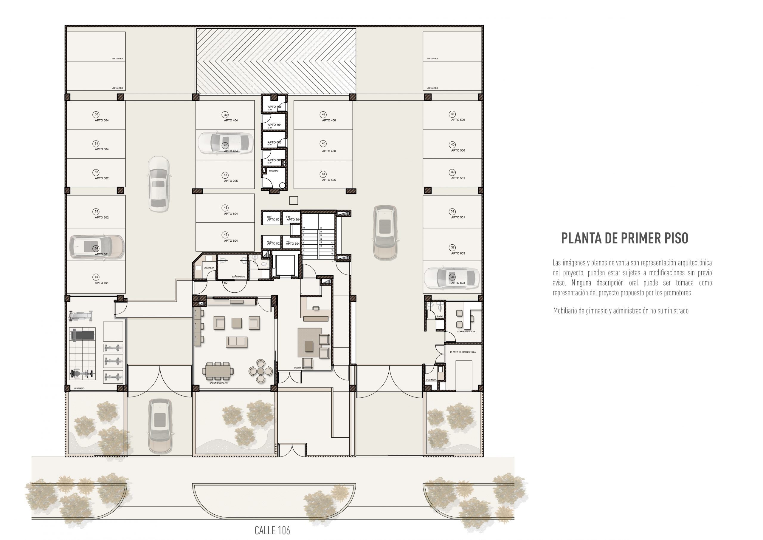 Planta general de un edificio que muestra la disposición y los detalles de las distintas plantas. El plano incluye detalles como la ubicación de las escaleras, los ascensores, las áreas comunes y las unidades de vivienda. La planta general es una herramienta valiosa para ayudar a los arquitectos y constructores a planificar la disposición del edificio y garantizar su funcionalidad y seguridad.